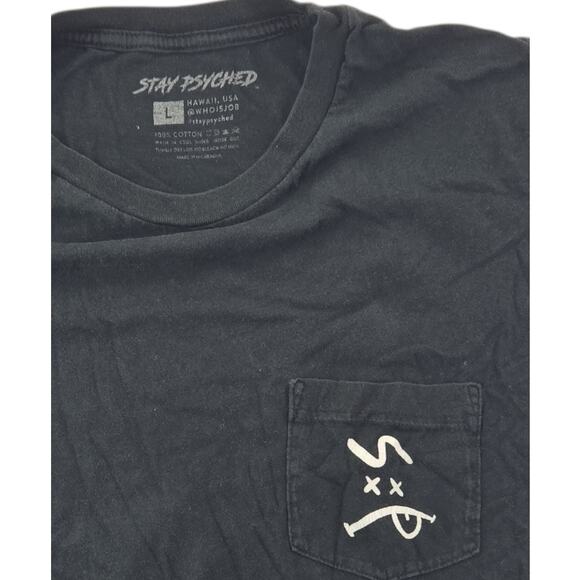Stay Psyched | Black T-shirt with Fun/Funny graphics | Size Large - Picture 2 of 4